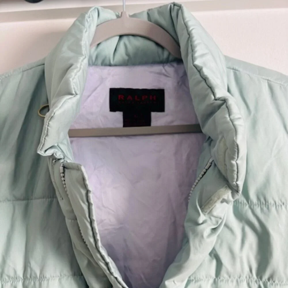 Y2K Ralph Lauren mint green puffer vest - size large